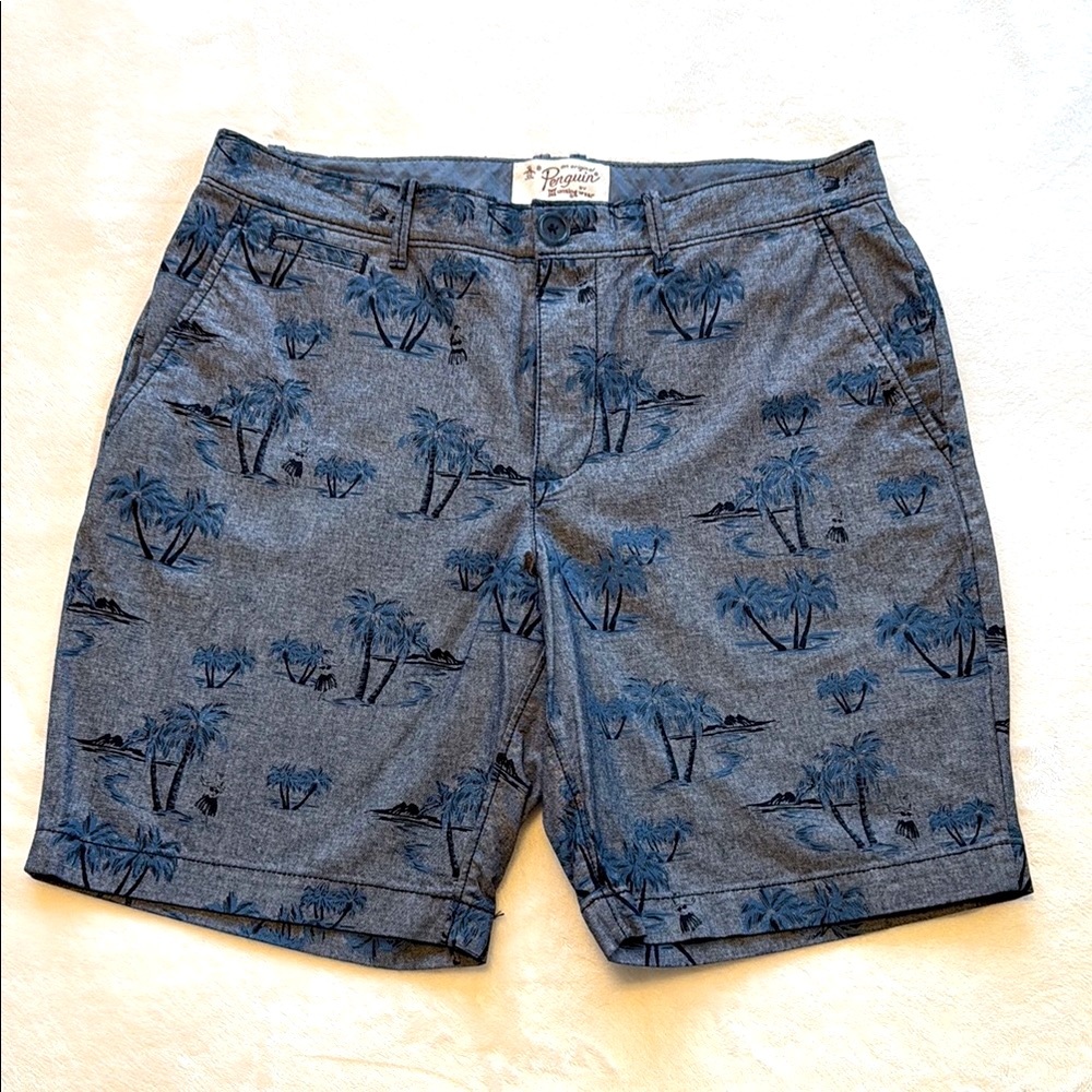 Original Penguin Men’s Flat Front Palm Tree Shorts